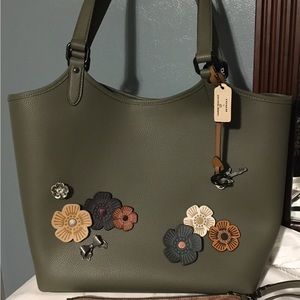 Coach Day Tote Tea Rose Bag Army Green Purse